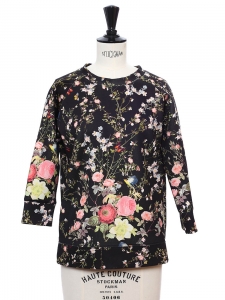 JAMES Floral printed black neoprene sweater Retail price €280 Size 36