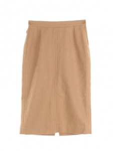 Tan brown wool high waist pencil skirt Retail price €1000 Size 36