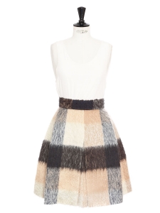 Check print mohair and virgin wool A-line skirt Retail price €1200 Size XS