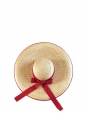 Cherry red grosgrain ribbon and straw capeline large sun hat