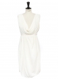 Grecian style ivory white silk and rayon draped and décolleté dress Retail price €1900 Size 38 to 42
