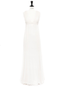 Robe longue de mariée en mousseline de soie blanche Prix boutique 3000€ Taille XS