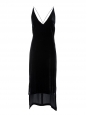 Black silk velvet cami dress with low open back and plunging neckline Retail price $690 Size 34