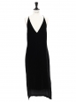 DION LEE Black silk velvet cami dress with low open back and plunging neckline Retail price $690 Size 36