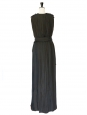 Robe colonne longue plissée en soie vert gris Px boutique 3265€ Taille 34
