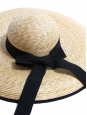 CAPPELLERIA BERTACCHI Grand chapeau capeline en paille et ruban grosgrain noir