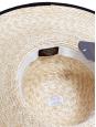 CAPPELLERIA BERTACCHI Black grosgrain ribbon and naturel beige straw capeline large sun hat