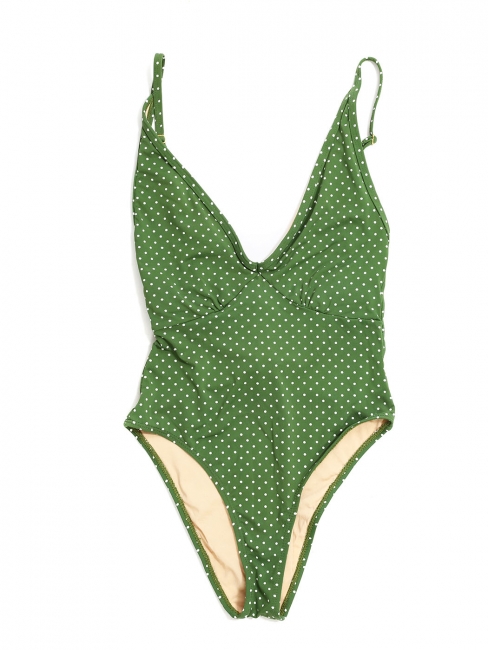 St Jean one piece green and white polka dot printed swimsuit Retail price $170 Size XS