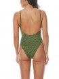PEONY St Jean one piece green and white polka dot printed swimsuit Retail price $170 Size XS