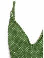PEONY Maillot de bain St Jean une pièce décolleté plongeant vert à pois blanc NEUF Prix boutique $170 Taille XS