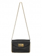 Small SALLY black grained leather cross body bag with gold chain Retail price €1320