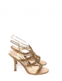 JIMMY CHOO Gold metallic leather jewel embellished heel sandals with ankle strap Retail price €850 Size 37 