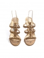 JIMMY CHOO Gold metallic leather jewel embellished heel sandals with ankle strap Retail price €850 Size 37 