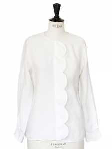 White transparent silk and linen blouse shirt Retail price around €950 Size 36 