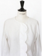 Blouse chemise Scalloped blanche en lin et soie transparente Px boutique environ 950€ Taille 36 