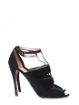 Black suede and snakeskin T-bar ankle strap sandals Retail price €1100 Size 40