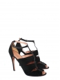 Black suede and snakeskin T-bar ankle strap sandals Retail price €1100 Size 40