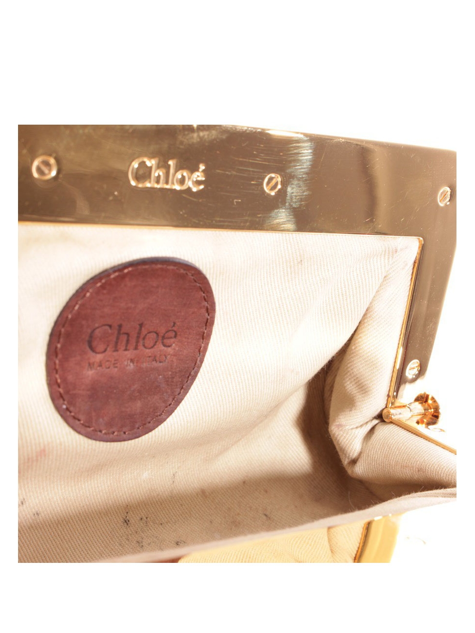 Boutique CHLOE Gold and pink metallic snakeskin leather evening clutch  Retail price €950