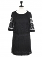 SEA NY Short sleeves black lace mini dress Retail price $445 Size 36