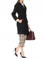 HERRINGBONE Wool and cashmere black mid-length trench coat Retail price €1300 Size 38