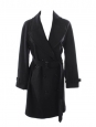 HERRINGBONE Wool and cashmere black mid-length trench coat Retail price €1300 Size 38