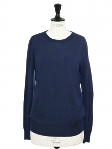 Navy blue fine wool round neck sweater Retail price $800 Size 38