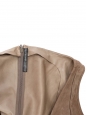 BALENCIAGA Robe courte sans manches col V en suède beige Px boutique 1395€ Taille 38 
