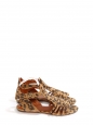 Tan brown and black leopard print suede leather flat sandals Retail price $610 Size 37