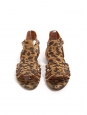 Tan brown and black leopard print suede leather flat sandals Retail price $610 Size 37