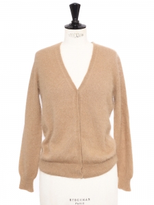 Beige camel V neck short cardigan Retail price €215 Size S