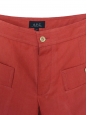 Short en coton et lin rouge brique et boutons dorés NEUF Px boutique 115€ Taille 36