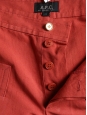 Short en coton et lin rouge brique et boutons dorés NEUF Px boutique 115€ Taille 36