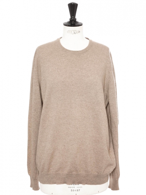 Beige cashmere round neck sweater Retail price €500 NEW Size 38 to40