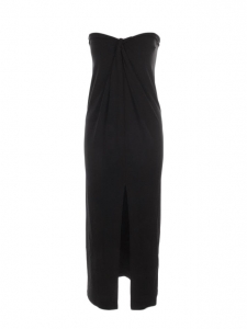 Mid-length black jersey strapless dress Retail price €900 Size S