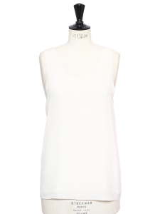 ICONIC Ivory white silk crepe tank top Retail price €390 Size 36