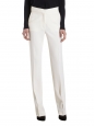Pantalon slim fit à pli en crêpe de laine blanc ivoire Px boutique $560 Taille 36
