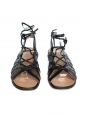 Sandales plates en cuir découpé noir Px boutique 750€ Taille 37