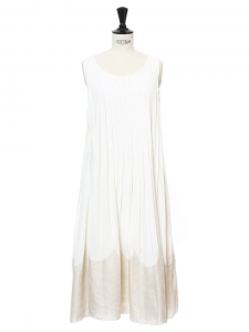 Ivory white silk crepe pleated cocktail or bridal dress Retail price €2000 Size 36/38