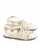 Sandales plates Gladiator en cuir blanc crème Px boutique 550€ Taille 38
