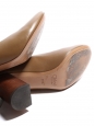 Almond toe nut brown leather wooden heel pumps Retail price €420 Size 38.5