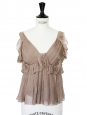 Nutmeg pink ruffled and pleated silk chiffon top Retail price €1400 Size 34