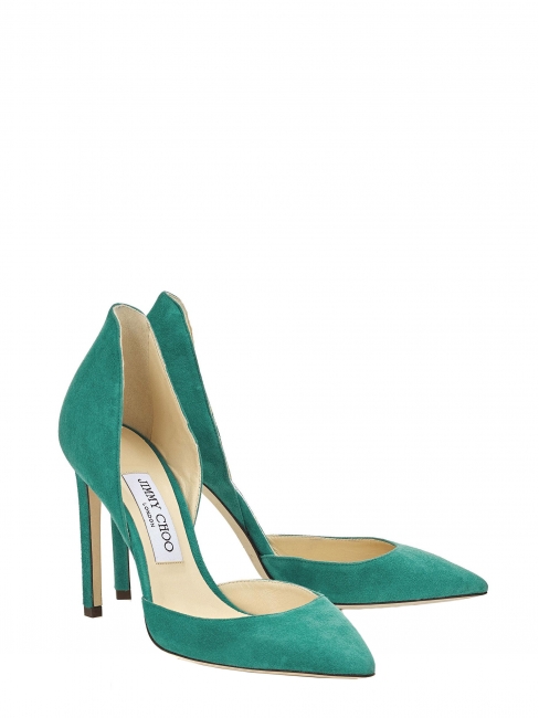 Escarpins LIZ 100 Emerald en suede bleu vert Prix boutique 575€ Taille 36