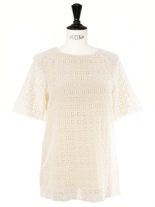 Short sleeves cream white crochet Peggy top by VANESSA SEWARD Size S