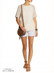 Short sleeves cream white crochet Peggy top by VANESSA SEWARD Size S
