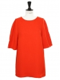 Poppy red short sleeved back buttoned blouse top Retail price €430 Size 40
