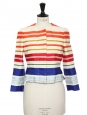Multicolor striped silk and cotton cinched cropped jacket Retail price €1400 Size 36