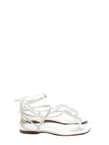 White leather embellished flat sandals NEW Retail price €700 Size 38