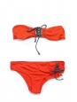 Bright red with blue strings bandeau and briefs bikini Retail price €195 Size 40