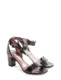 LETICIA Black scalloped-leather block heel sandals Retail price €625 Size 36.5