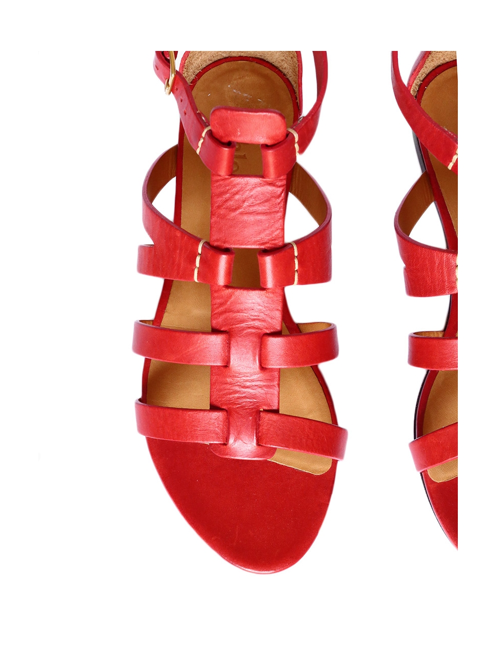 Boutique CHLOE Bright red leather multi-strap gladiator sandals NEW Retail  price 475€ Size 36.5